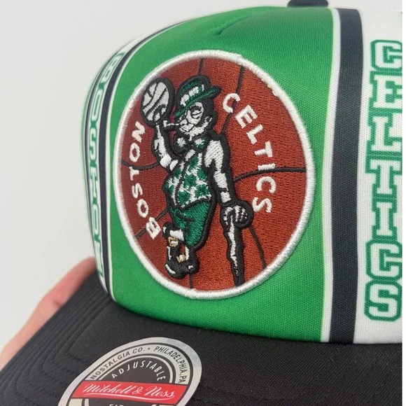 Mitchell Ness Boston Celtics NBA Retro Trucker Snapback Hat Green Black Fit NWT - Picture 3 of 5